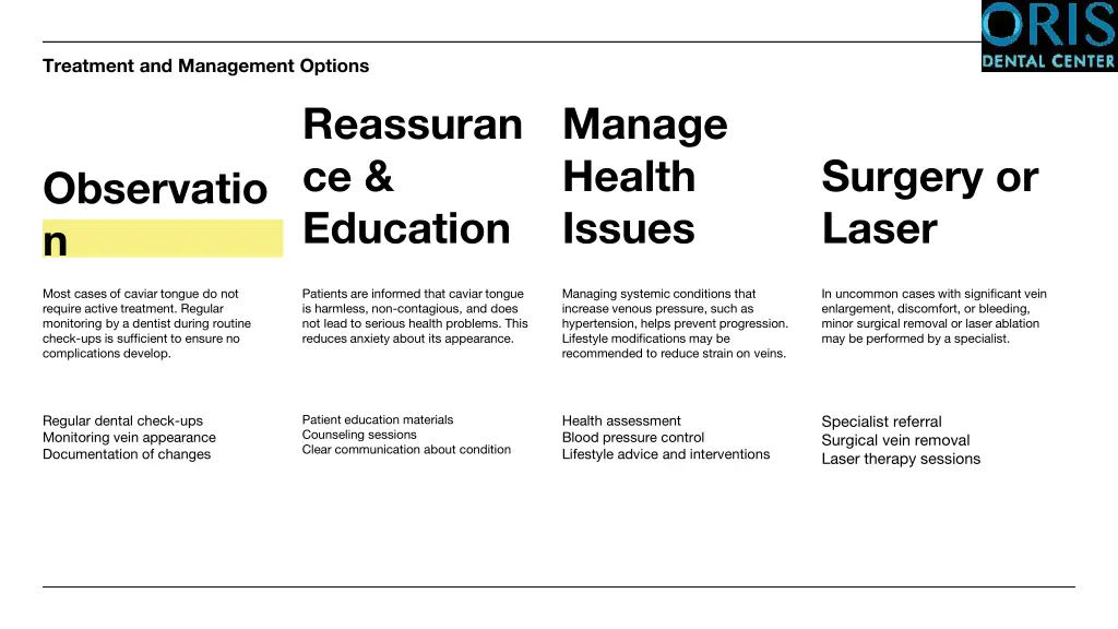 treatment and management options