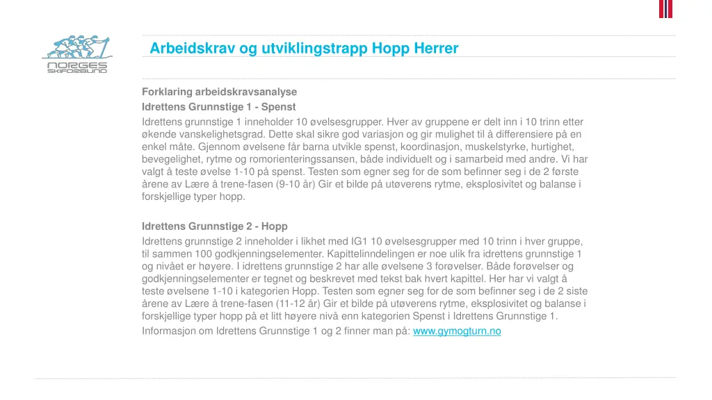 arbeidskrav og utviklingstrapp hopp herrer 3
