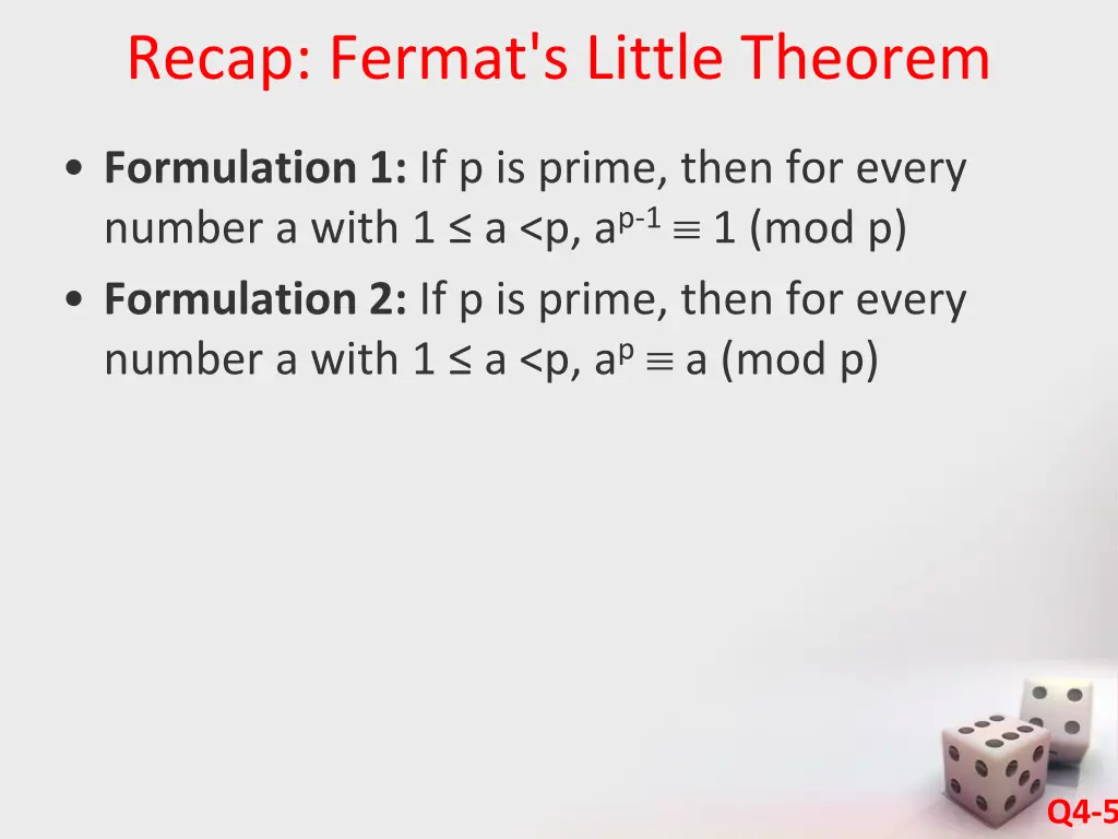 recap fermat s little theorem