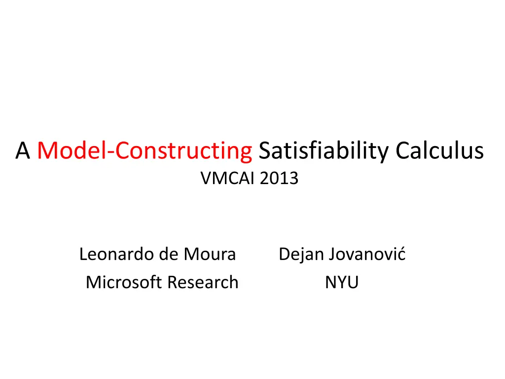 a model constructing satisfiability calculus