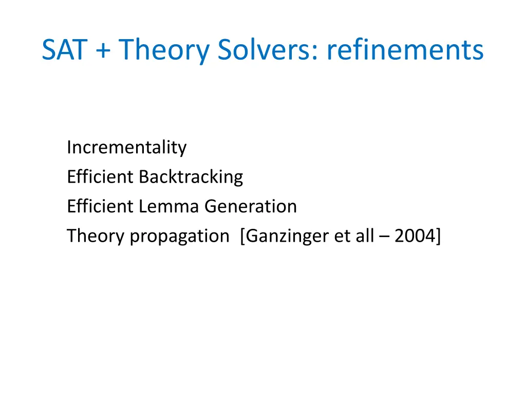 sat theory solvers refinements