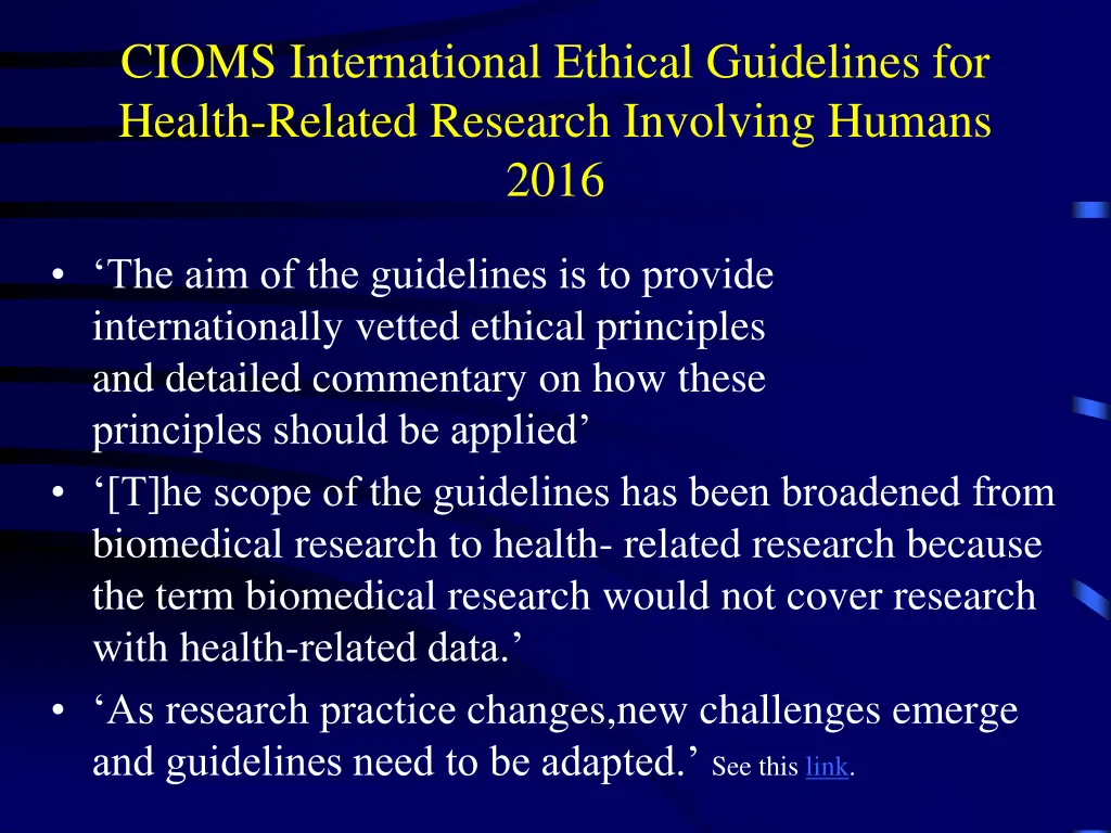 cioms international ethical guidelines for health