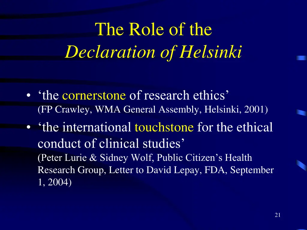 the role of the declaration of helsinki