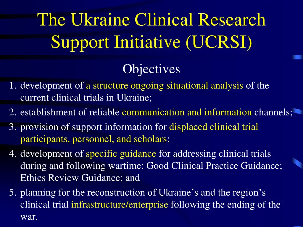 the ukraine clinical research support initiative