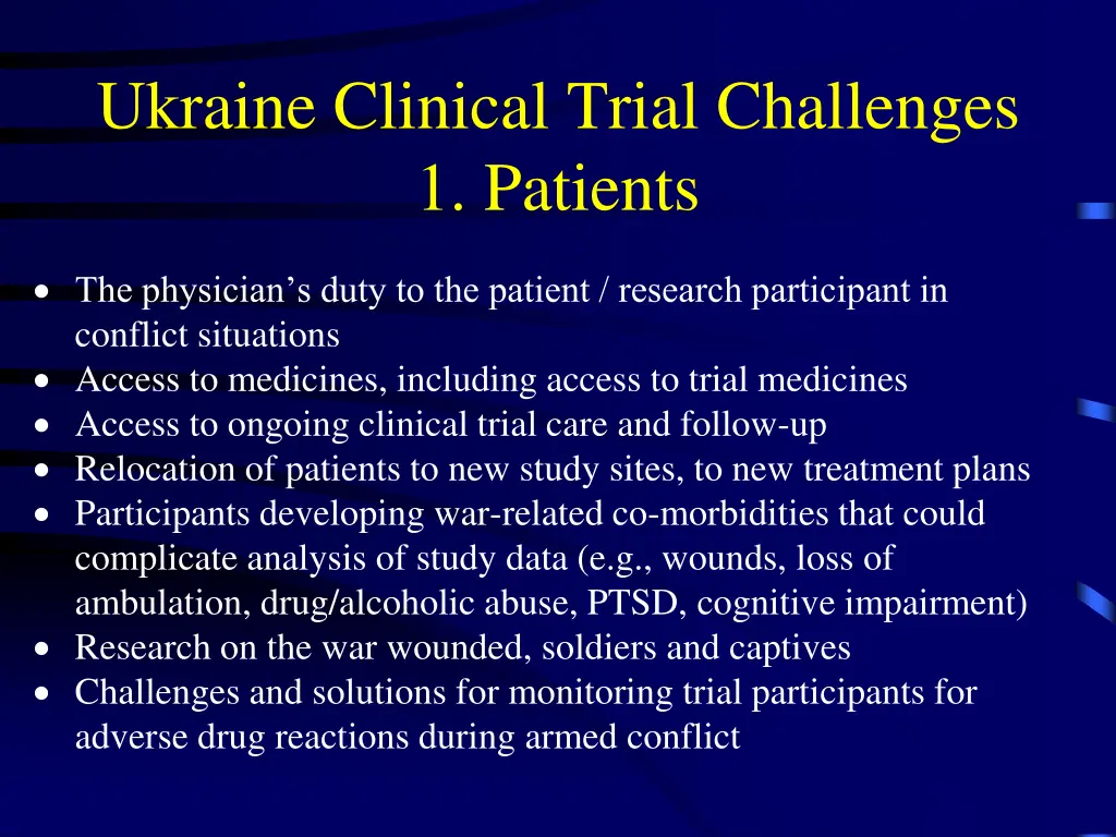 ukraine clinical trial challenges 1 patients