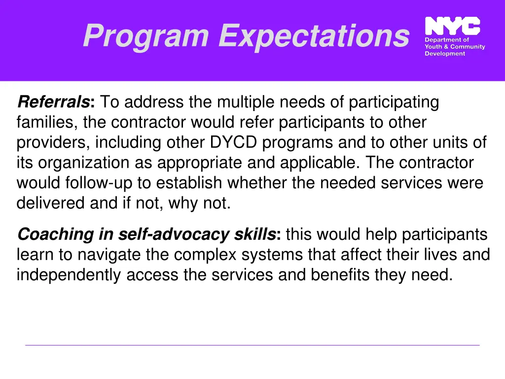 program expectations