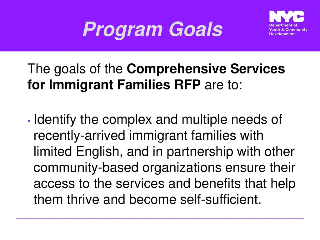 program goals the goals of the comprehensive