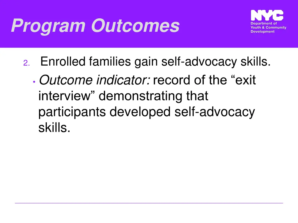 program outcomes 2 enrolled families gain self