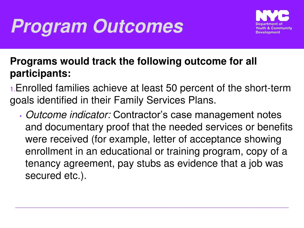 program outcomes programs would track