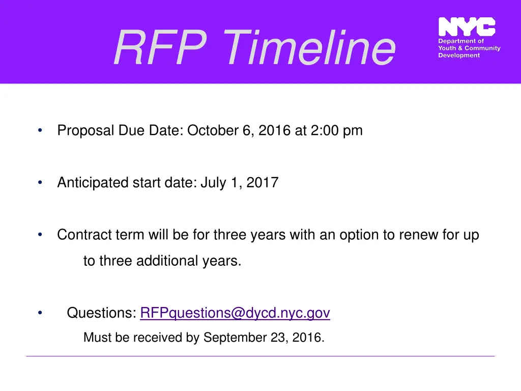 rfp timeline