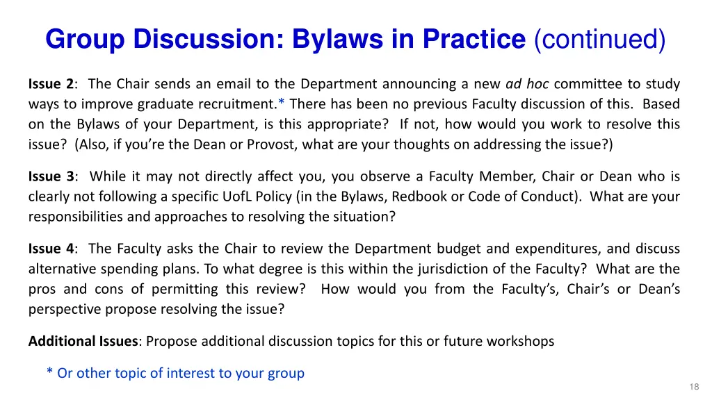 group discussion bylaws in practice continued