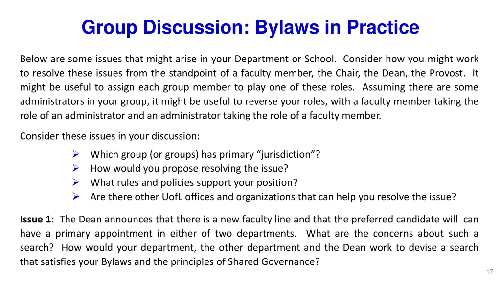 group discussion bylaws in practice