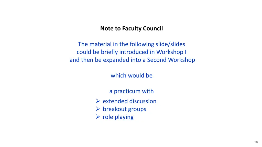 note to faculty council
