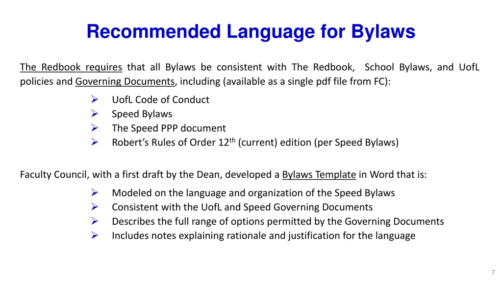 recommended language for bylaws