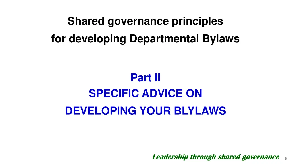 shared governance principles for developing 1
