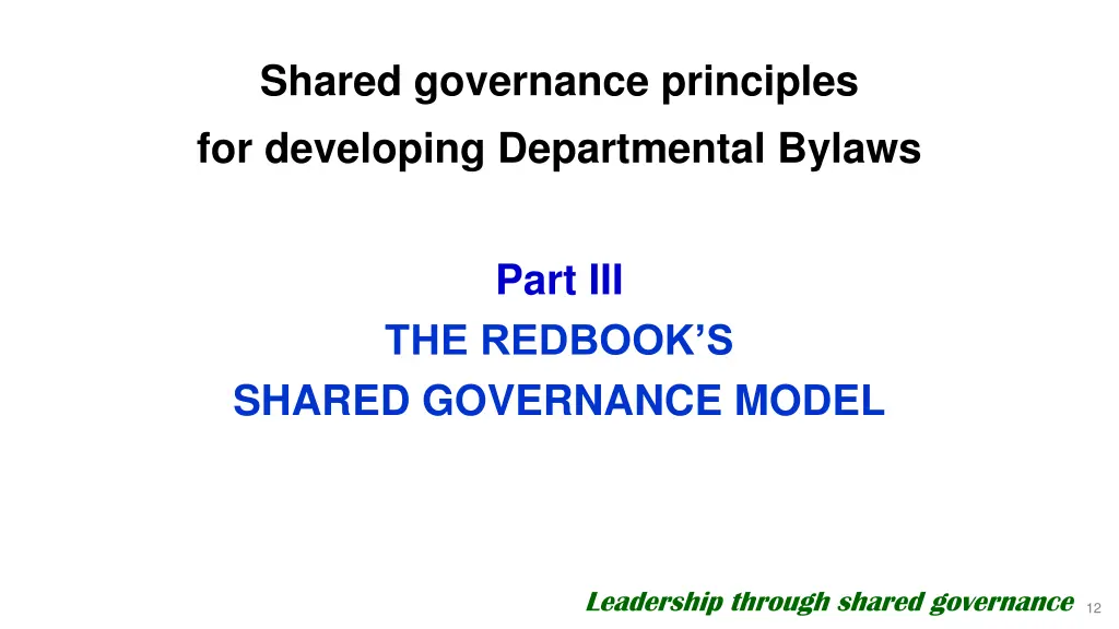 shared governance principles for developing 2