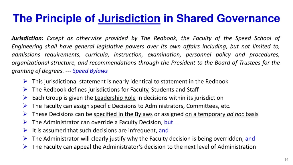 the principle of jurisdiction in shared governance