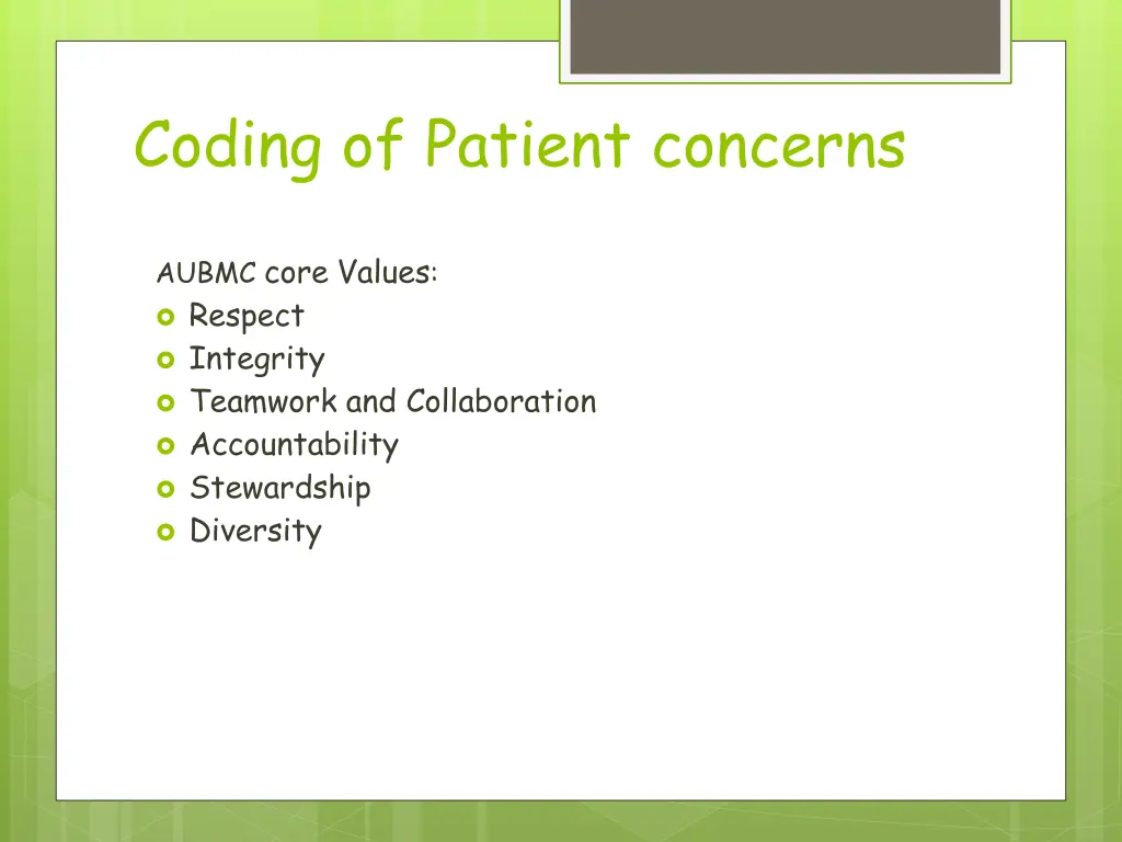 coding of patient concerns