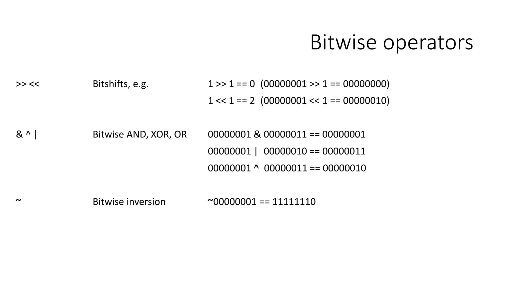 bitwise operators