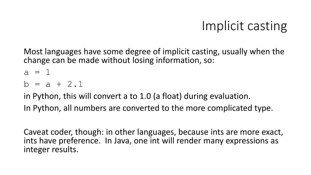 implicit casting