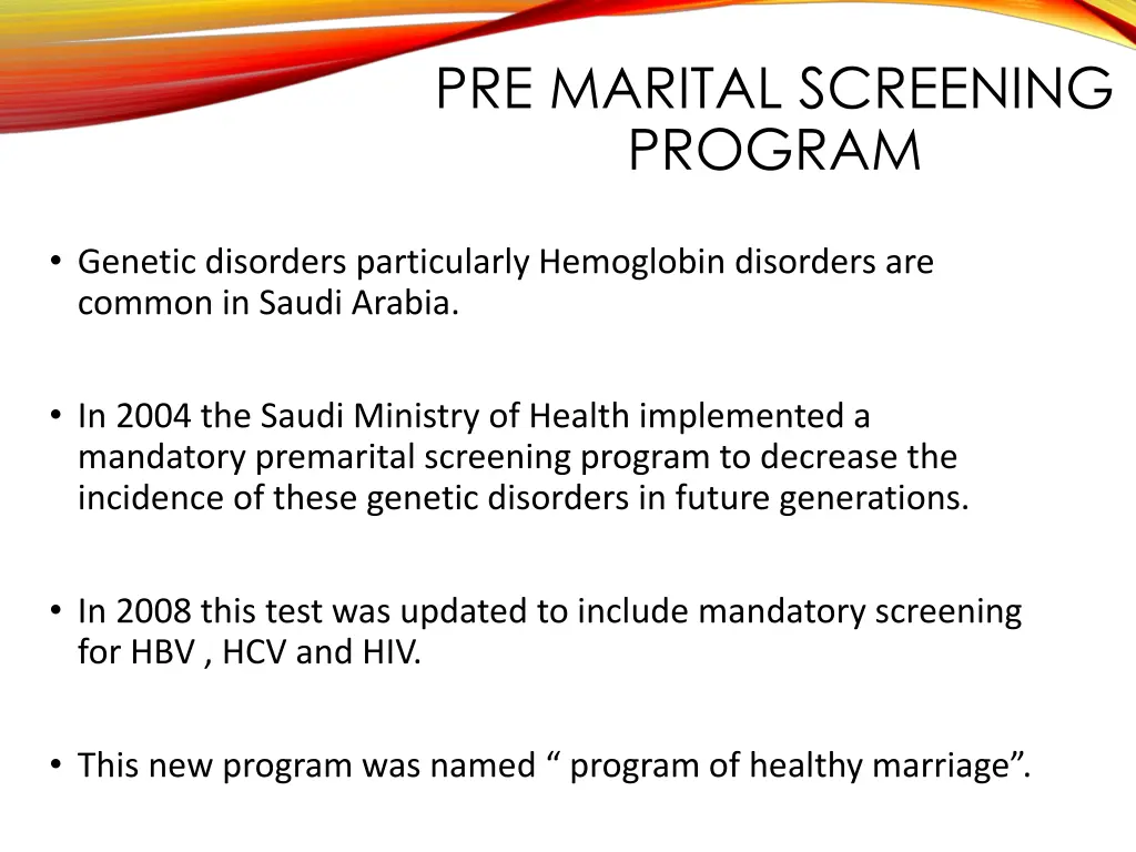 pre marital screening program