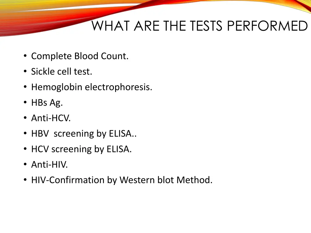 what are the tests performed