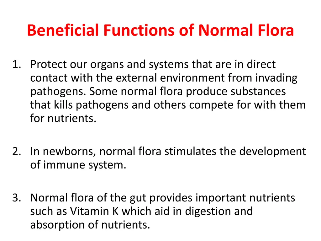 beneficial functions of normal flora