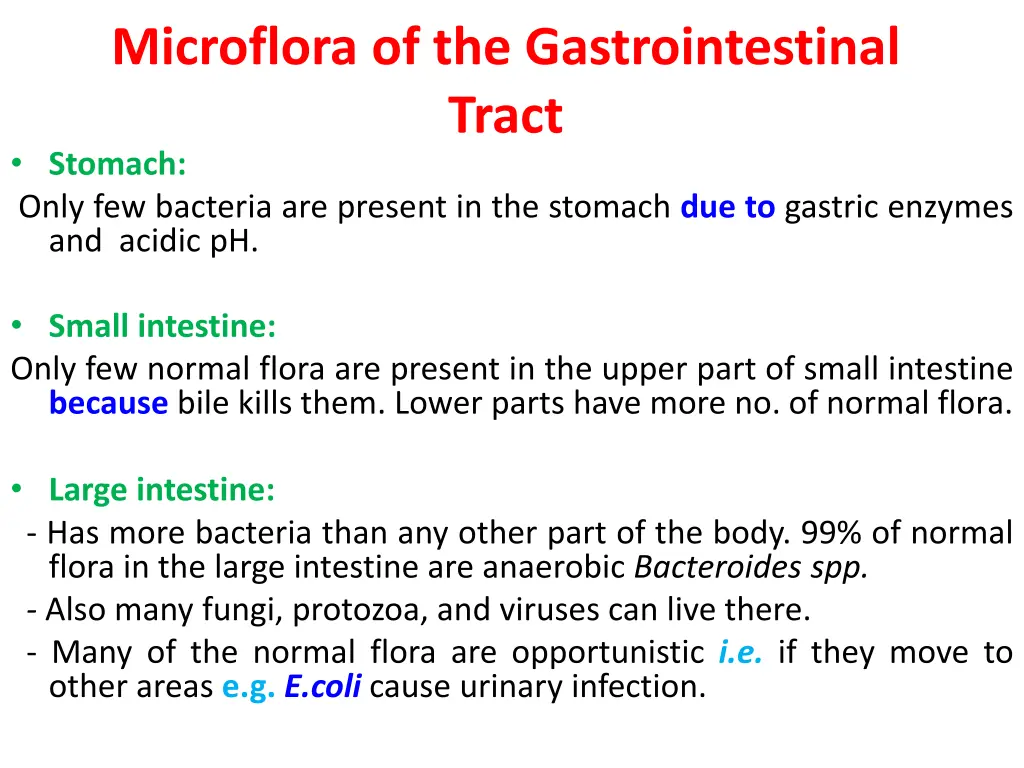 microflora of the gastrointestinal tract stomach