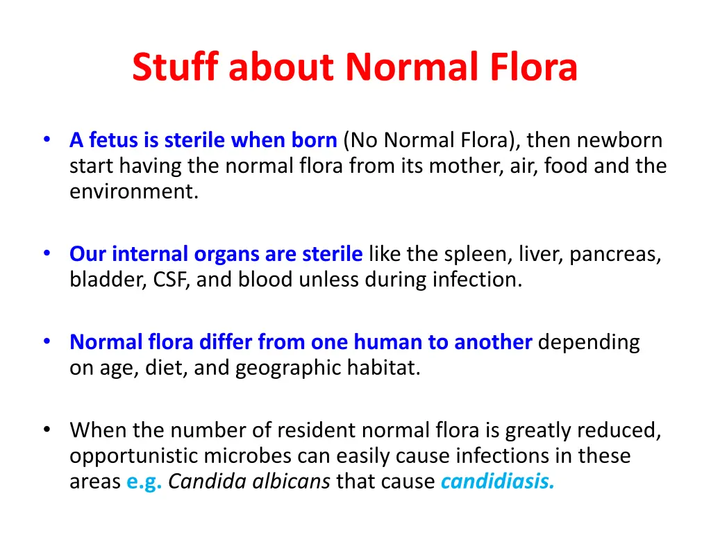 stuff about normal flora