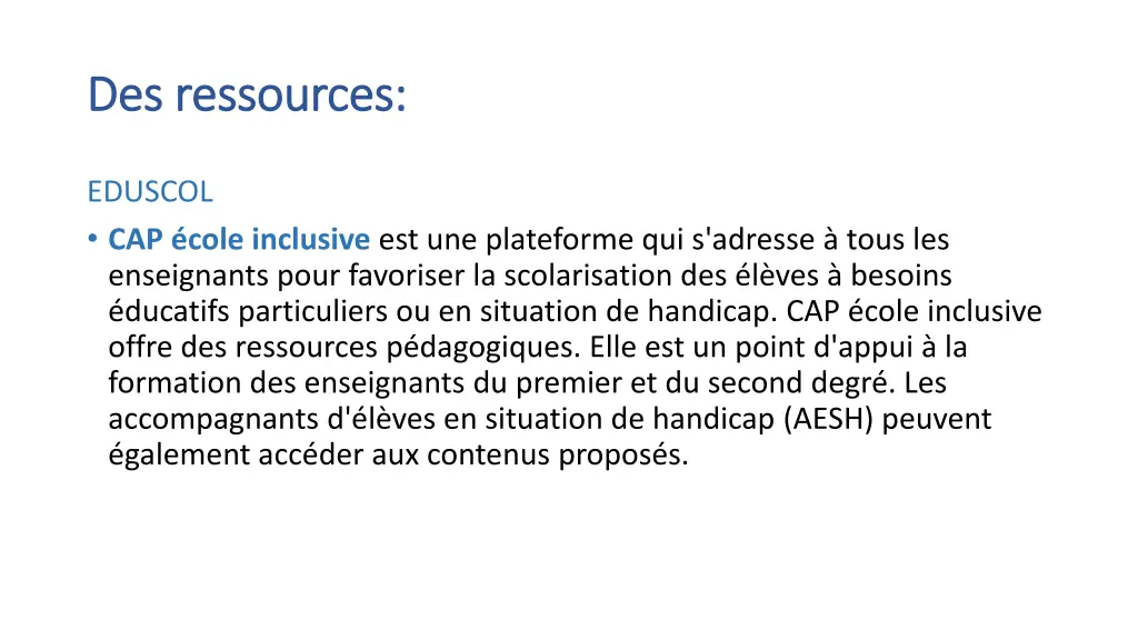 des ressources des ressources