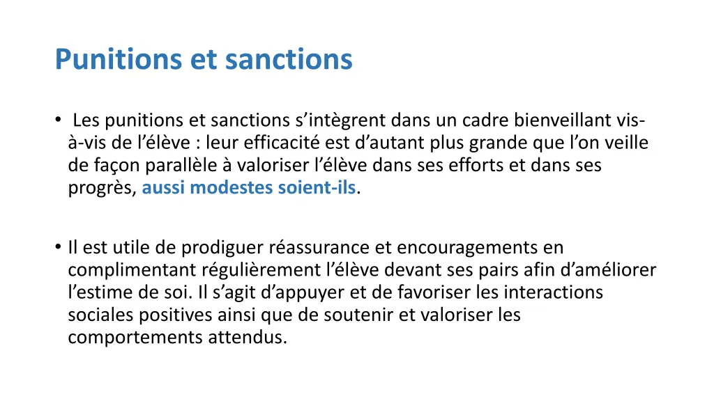 punitions et sanctions