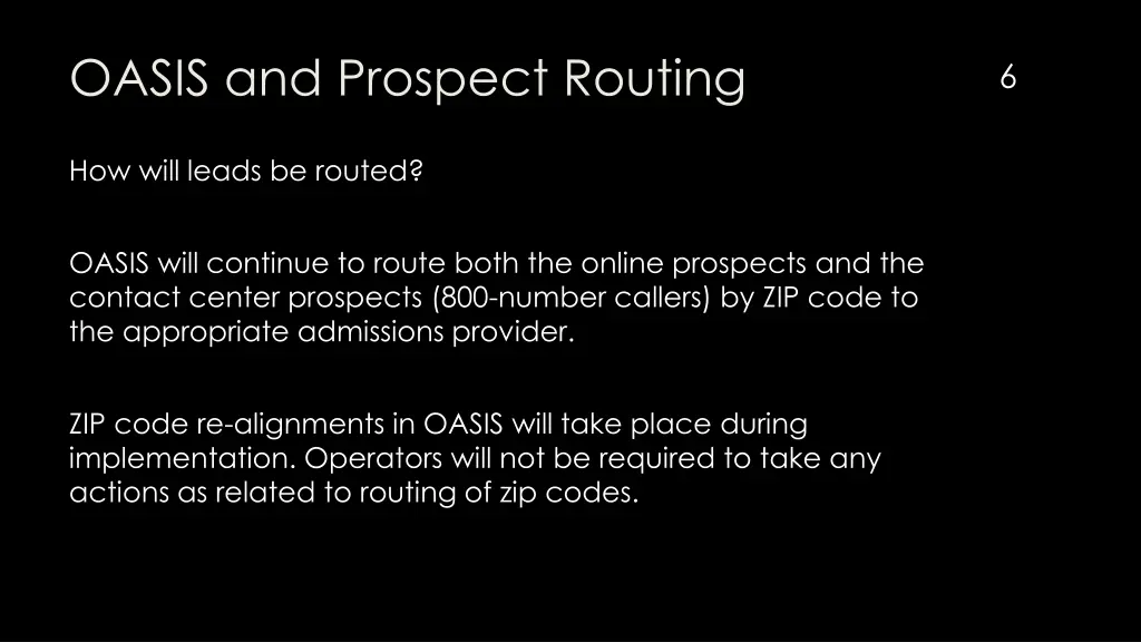 oasis and prospect routing