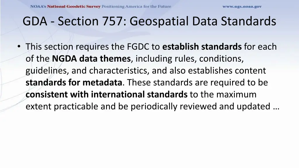 gda section 757 geospatial data standards