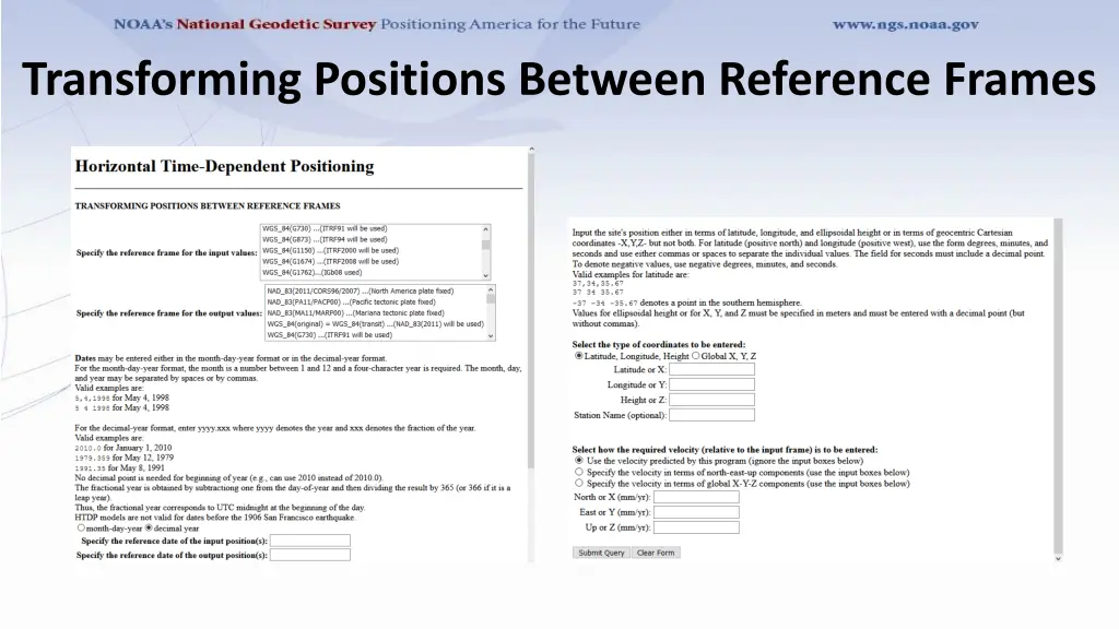 transforming positions between reference frames