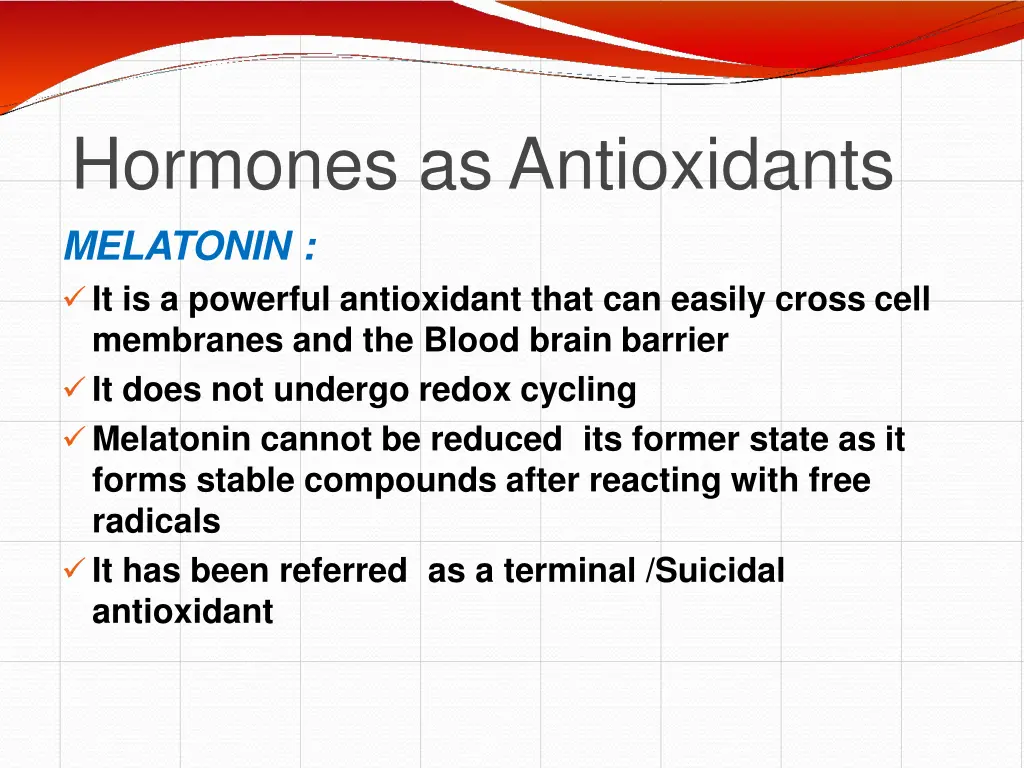 hormones as antioxidants melatonin