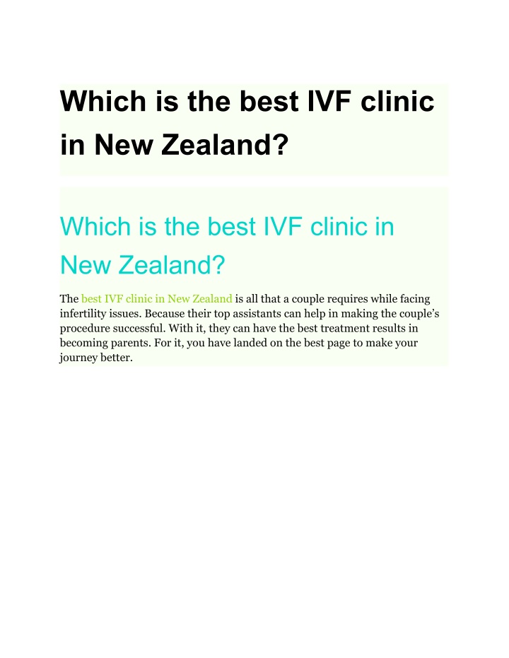 which is the best ivf clinic in new zealand