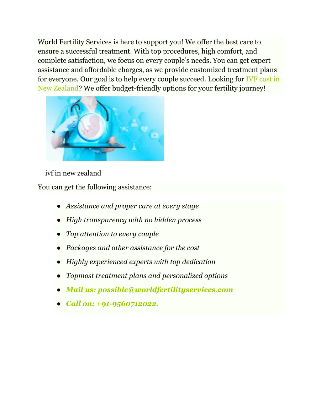 world fertility services is here to support