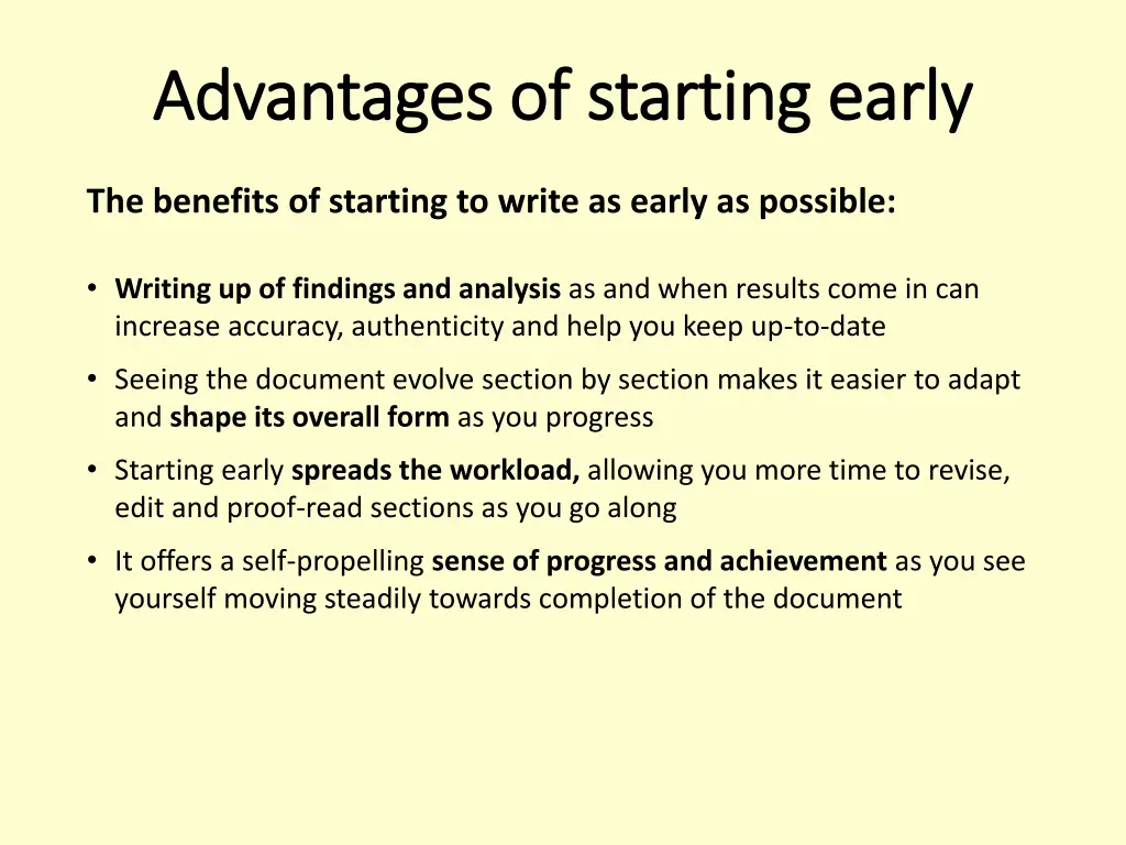advantages of starting early advantages