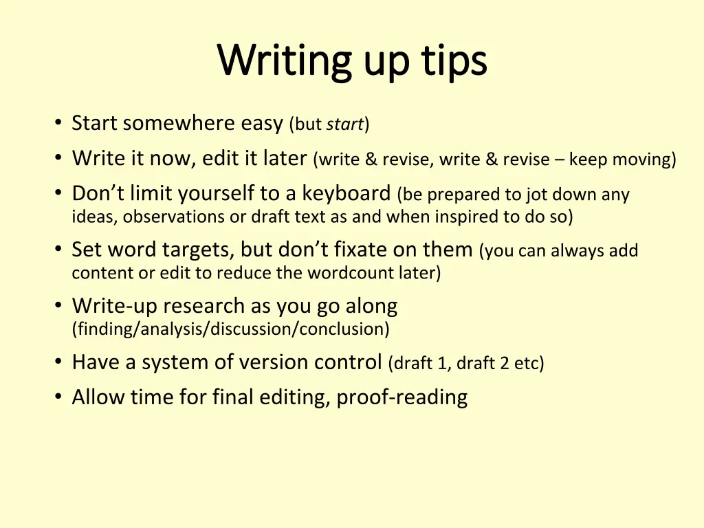 writing up tips writing up tips