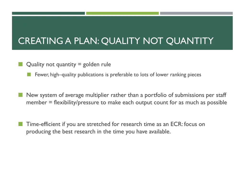 creating a plan quality not quantity