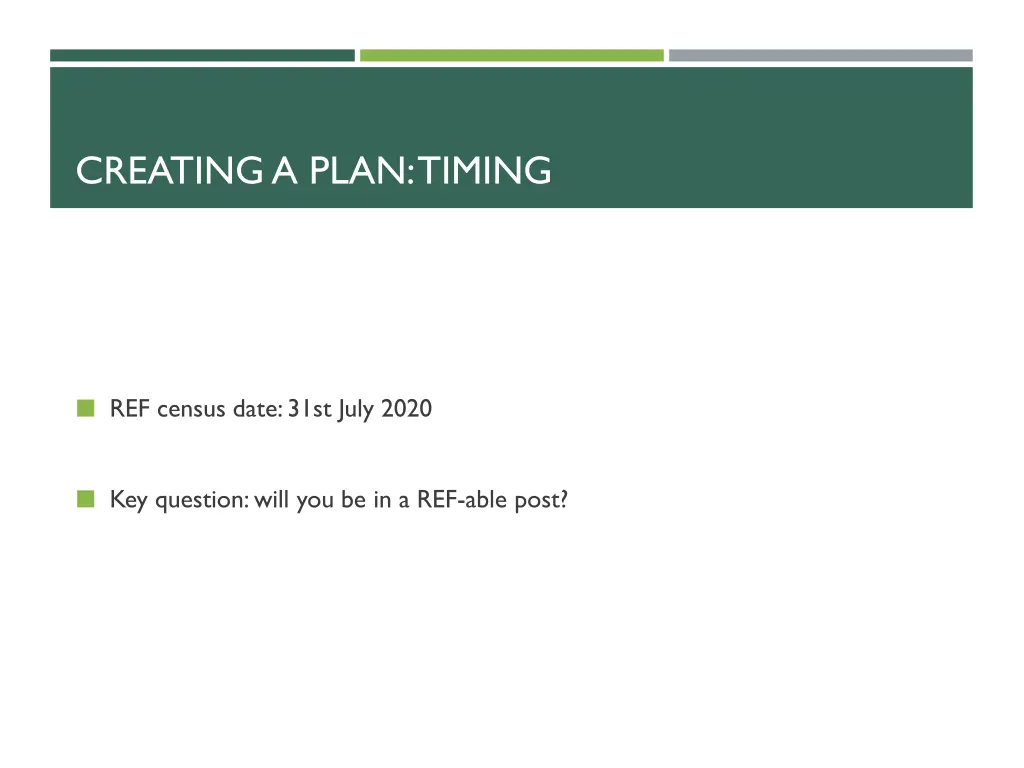 creating a plan timing
