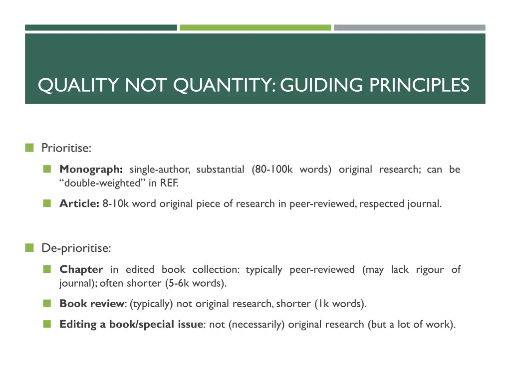 quality not quantity guiding principles