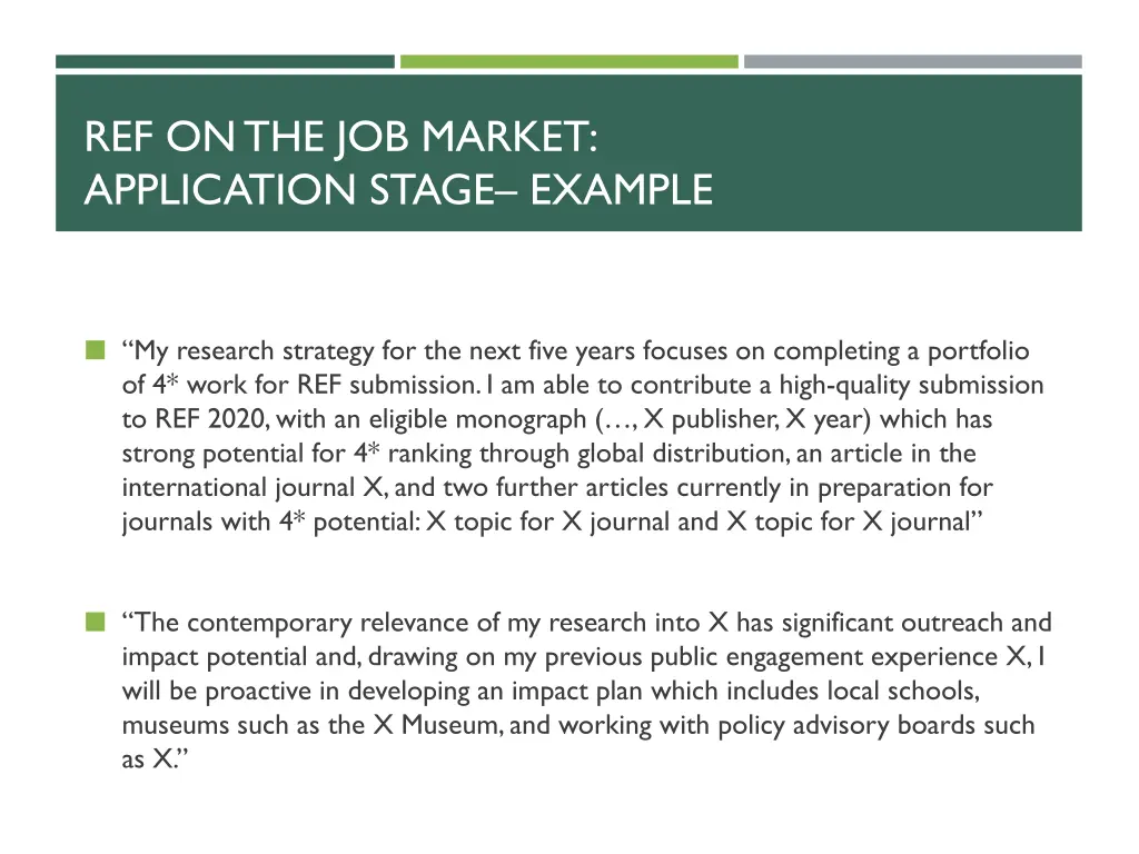 ref on the job market application stage example