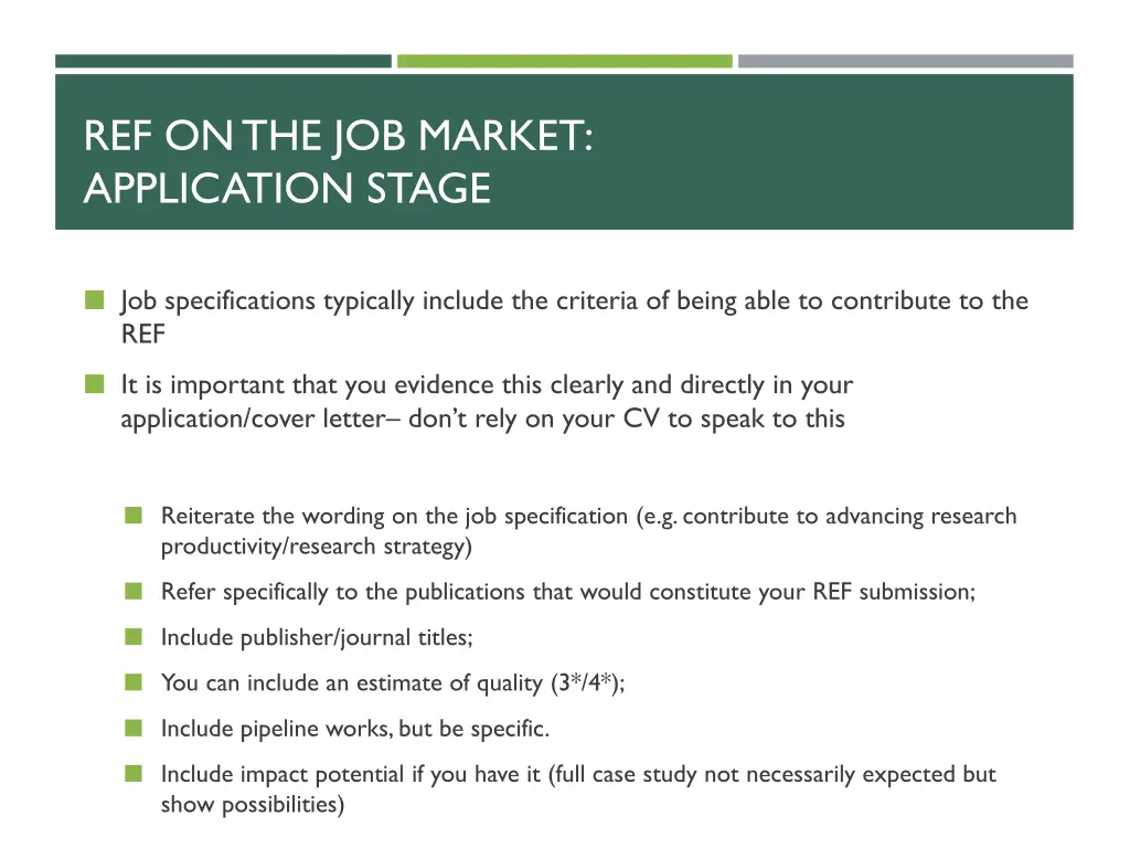 ref on the job market application stage