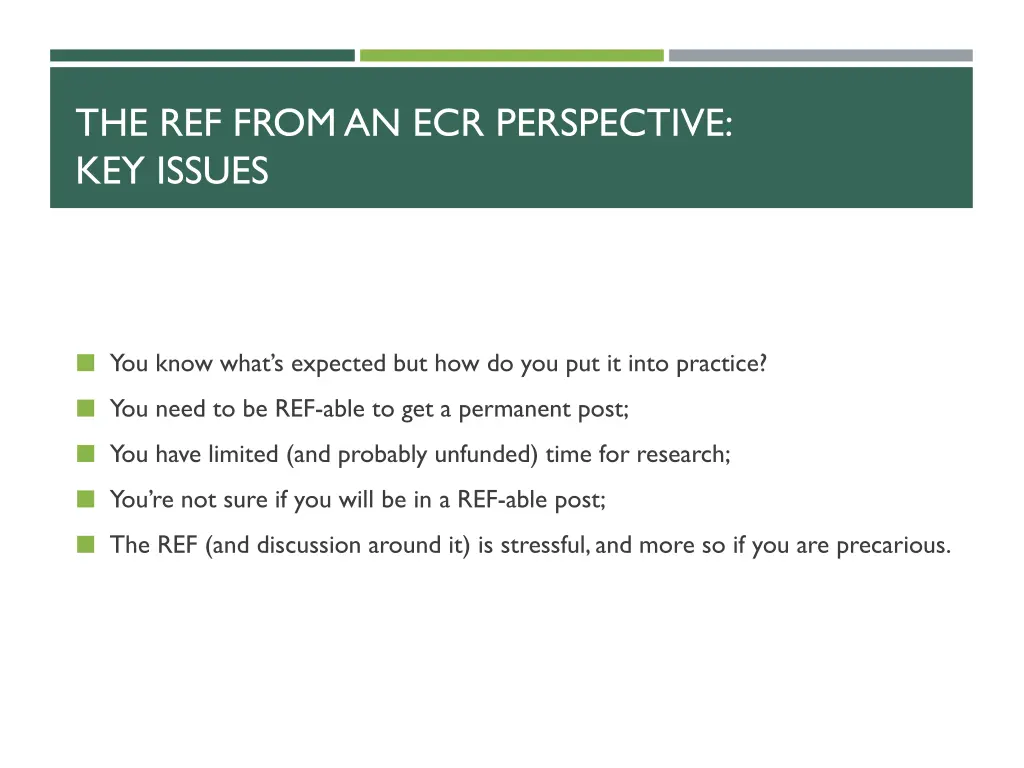 the ref from an ecr perspective key issues