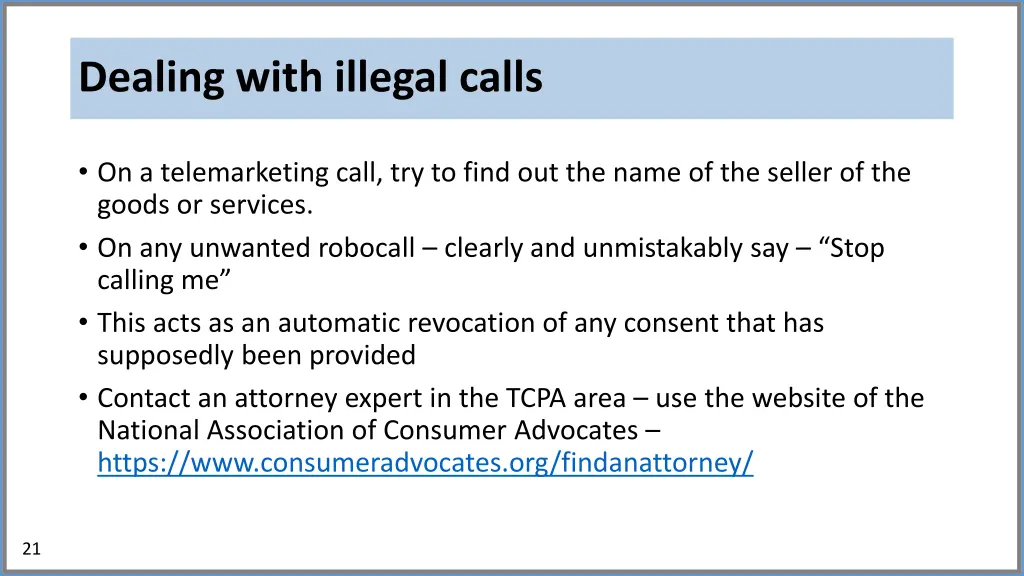 dealing with illegal calls
