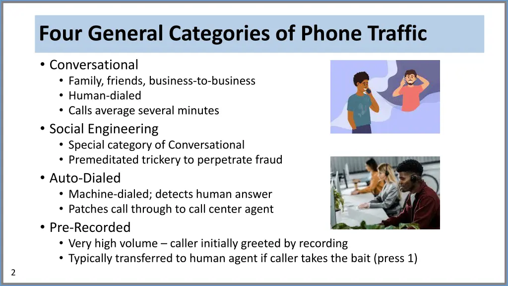 four general categories of phone traffic