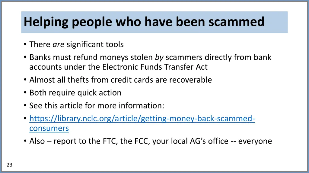 helping people who have been scammed