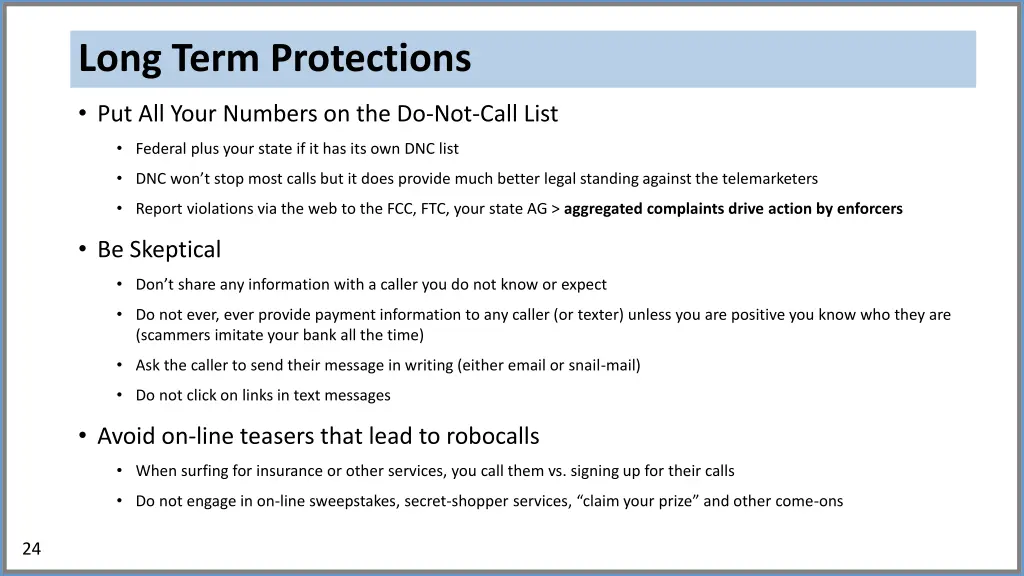 long term protections