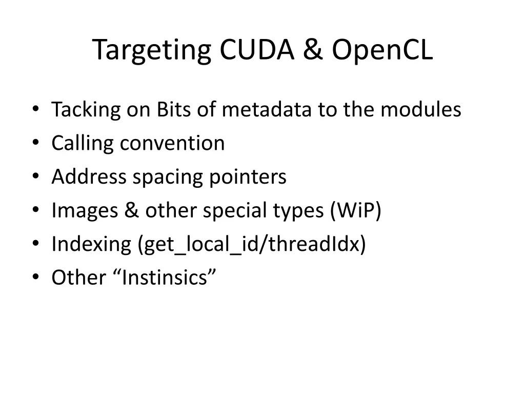 targeting cuda opencl